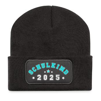 Einschulung Erstklässler Schulkind 2025 - Recycelte Patch Beanie - Dunkelgrau - Vorne