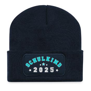 Einschulung Erstklässler Schulkind 2025 - Recycelte Patch Beanie - French Navy - Vorne