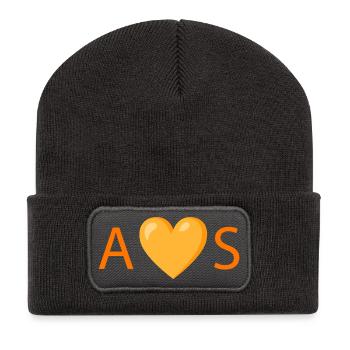 Un cœur heureux rempli d’amour - Beanie recyclé à patch - charbon - Devant