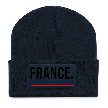 France – Minimal Streetwear Shirt - Recycled Patch Beanie - french navy - Front