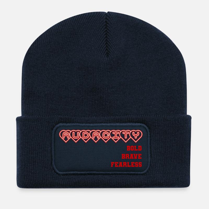 Mutige Ehrliche Herzensbindung Design, Statement  - Recycelte Patch Beanie - French Navy