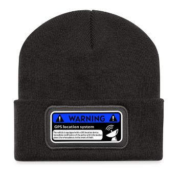 GPS-Alarm-Aufkleber - Recycelte Patch Beanie - Dunkelgrau - Vorne