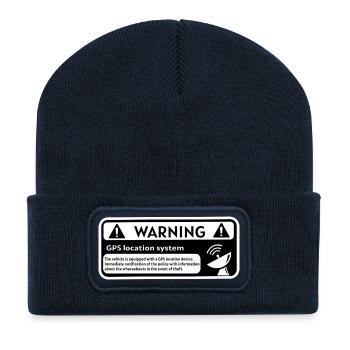 GPS Alert Sticker - Recycled Patch Beanie - french navy - Front