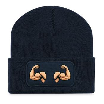 Conception musculaire à double manchon - Beanie recyclé à patch - bleu marine - Devant