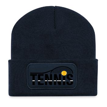 Logo tennis - Beanie recyclé à patch - bleu marine - Devant