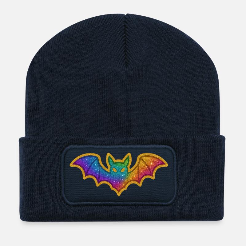 Regenbogen Glitzer Fledermaus - Recycelte Patch Beanie - French Navy