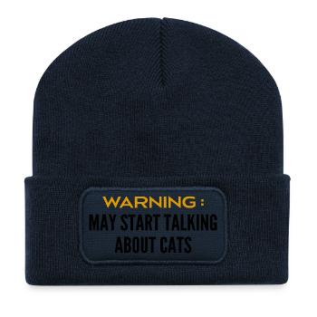 Attention can talk about cats - Recycled Patch Beanie - french navy - Front