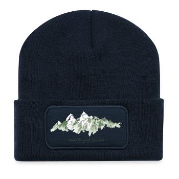Mountain Watercolor Design – Tranquility of the Peaks - Recycled Patch Beanie - french navy - Front