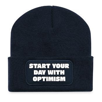 Start Your Day With Optimism - Recycled Patch Beanie - french navy - Front
