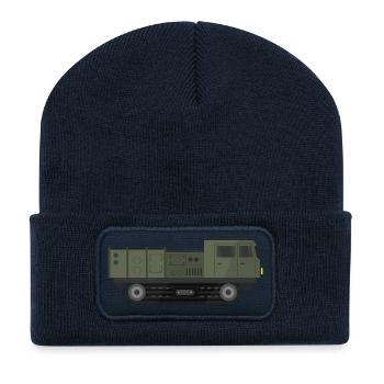 Camion militaire - Beanie recyclé à patch - bleu marine - Devant