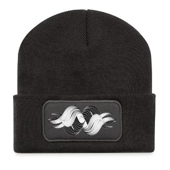 Formes abstraites – Design dynamique en noir et blanc - Beanie recyclé à patch - charbon - Devant