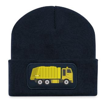 Camion à ordures - Beanie recyclé à patch - bleu marine - Devant