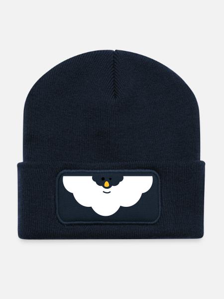 Visage Nuage Câlin - Beanie recyclé à patch - bleu marine