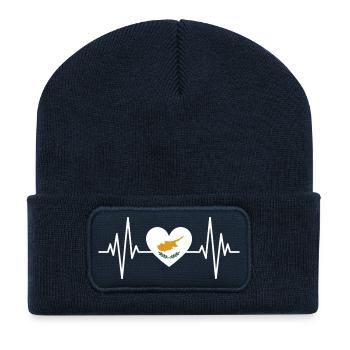 Drapeau chypriote battement de cœur République de Chypre Chypre - Beanie recyclé à patch - bleu marine - Devant
