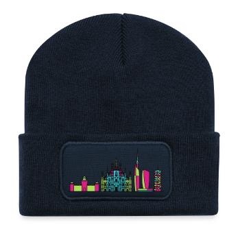 Milan City Skyline Duomo Moderne Linienkunst - Recycelte Patch Beanie - French Navy - Vorne