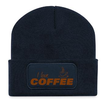 J’adore le café - Beanie recyclé à patch - bleu marine - Devant