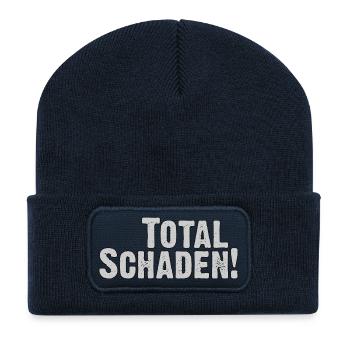 Dégâts totaux ! Texte vieilli - Beanie recyclé à patch - bleu marine - Devant