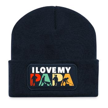 Ich liebe die landwirtschaftliche Gartenarbeit meines Papa Farmer - Recycelte Patch Beanie - French Navy - Vorne