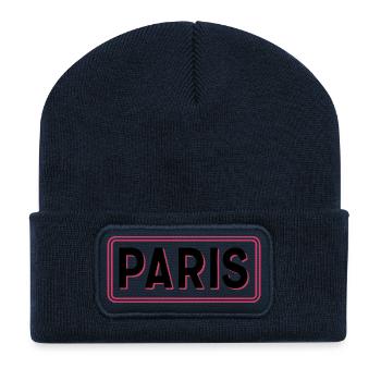 Paris City Sign - Panneau Paris Noir et Rose - Beanie recyclé à patch - bleu marine - Devant