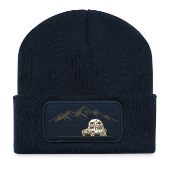 Rooftop tent camping shirt for outdoor adventurers - Recycled Patch Beanie - french navy - Front