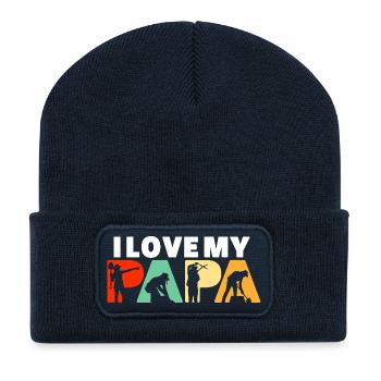 J’adore mon design de jardinier Papa Landscaping - Beanie recyclé à patch - bleu marine - Devant