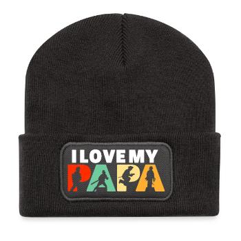 Papa Firefighter Vintage Hero Silhouette - Recycelte Patch Beanie - Dunkelgrau - Vorne