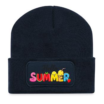 Hallo Sommer-Frutti-Briefe - Recycelte Patch Beanie - French Navy - Vorne
