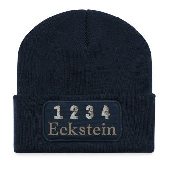 1,2,3,4 Eckstein - Wortschätze - vergessene Wörter - Recycelte Patch Beanie - French Navy - Vorne