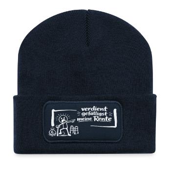 Verdient gefälligst meine Rente! - Recycelte Patch Beanie - French Navy - Vorne