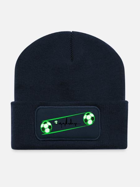 Herz Fußball PulsLinie - Recycelte Patch Beanie - French Navy