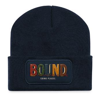 BOUND – Going Places | A book play on words - Recycled Patch Beanie - french navy - Front