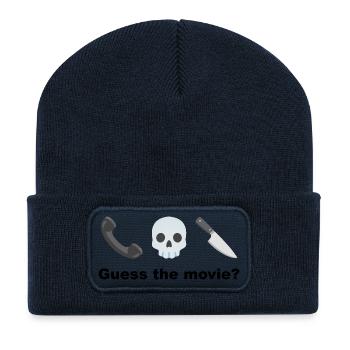 Totenkopf mit Handy und Messer Rate mal, der Film? - Recycelte Patch Beanie - French Navy - Vorne