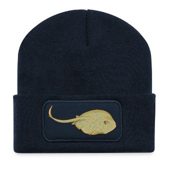 Blaupunktrochen im Cartoon Stil - Recycelte Patch Beanie - French Navy - Vorne