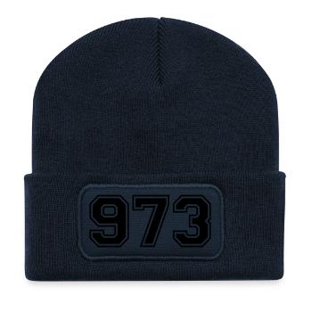 973 - Beanie recyclé à patch - bleu marine - Devant