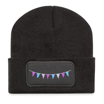 Blue and Purple Bunting - Recycled Patch Beanie - dark grey - Front