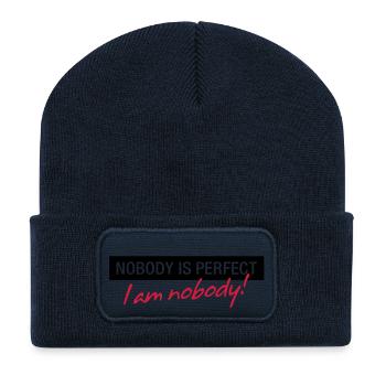 Personne n est parfait. Je ne suis personne! - Beanie recyclé à patch - bleu marine - Devant