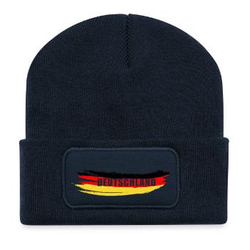 Deutschland Vintage Fahne | Fußball Flagge - Recycelte Patch Beanie - French Navy - Vorne