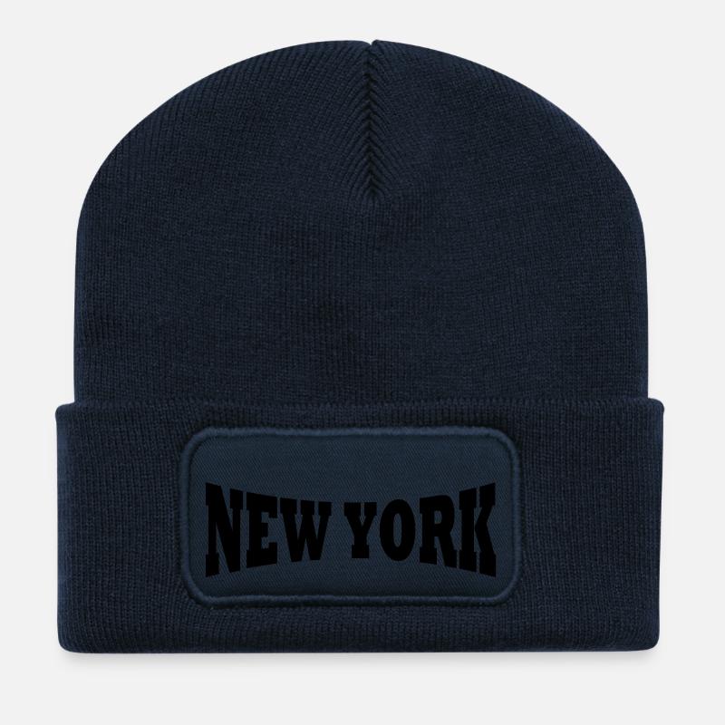 Logo de New York - Beanie recyclé à patch - bleu marine