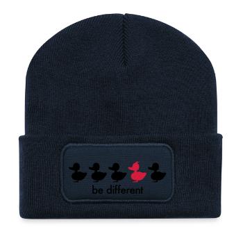 be different Ente Entchen Irokese Schnabel Punk - Recycelte Patch Beanie - French Navy - Vorne