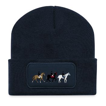 Drei Dressur - Recycelte Patch Beanie - French Navy - Vorne