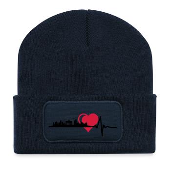 Berlin horizon impulsion cardiaque central - Beanie recyclé à patch - bleu marine - Devant