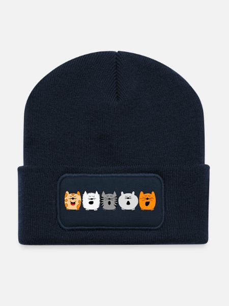 singende Katzen - Recycelte Patch Beanie - French Navy