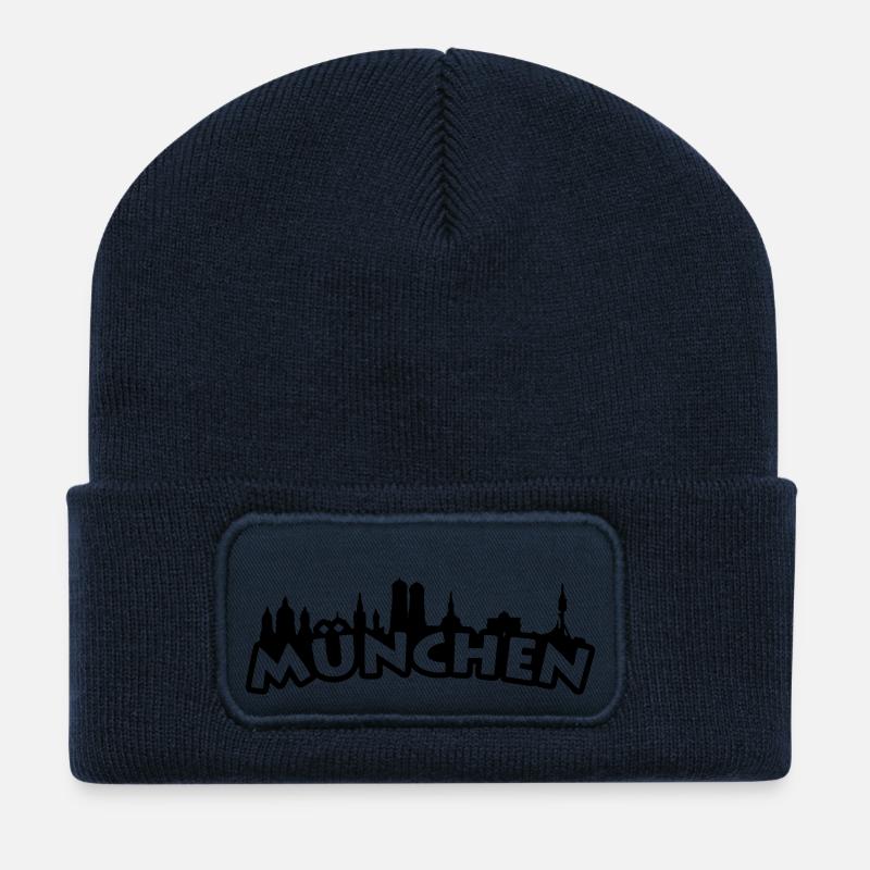 Munich - Beanie recyclé à patch - bleu marine