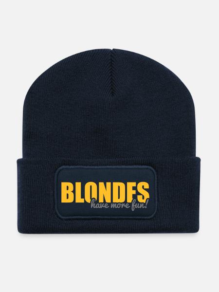 Blondes have more fun! - Recycled Patch Beanie - french navy
