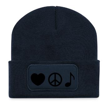 musik - Recycelte Patch Beanie - French Navy - Vorne