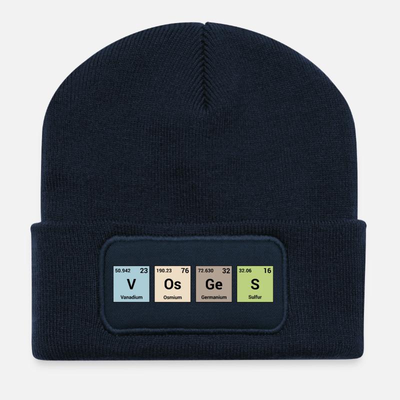 Vosges en éléments périodiques - Beanie recyclé à patch - bleu marine