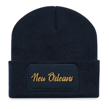 New Orleans Vintage Gold Script - Recycled Patch Beanie - french navy - Front