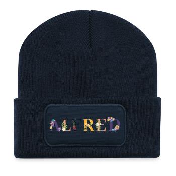 ALFRED Name mit Blumen geschmückt - Recycelte Patch Beanie - French Navy - Vorne