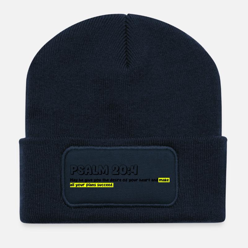 Abstraktes geometrisches Muster auf hellem Hintergrund - Recycelte Patch Beanie - French Navy