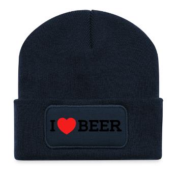 I love Beer (Farben änderbar) - Recycelte Patch Beanie - French Navy - Vorne